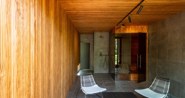Radiata pine sauna walls and celing